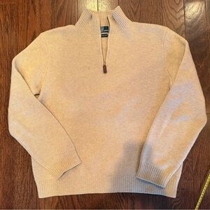 Polo Ralph Lauren Tan Zip-Up Sweater 100% Lambs wool large